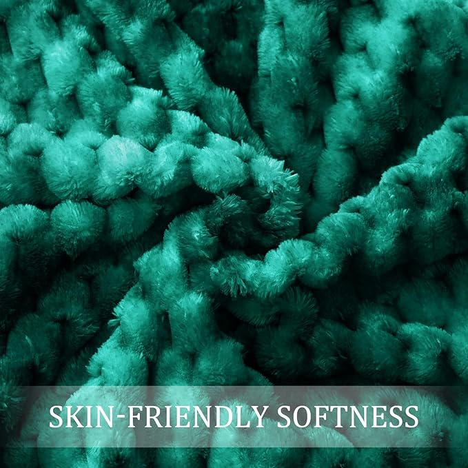 Exclusivo Mezcla Fleece Twin Blanket for Bed, Extra Large Fuzzy Tie-dye Teal Bed Blankets, Soft Cozy Plush Sofa Throws for All Seasons, 60x80 Inches