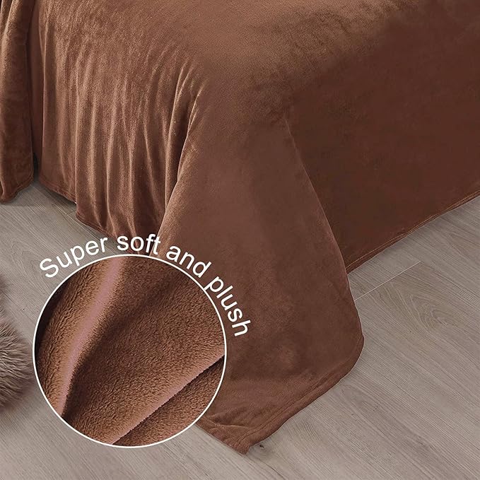 Exclusivo Mezcla Fleece Throw XL Blanket for Couch, Sofa, Super Soft and Warm Brown Blankets, All Season, Cozy, Plush, Lightweight, 50x70 Inches