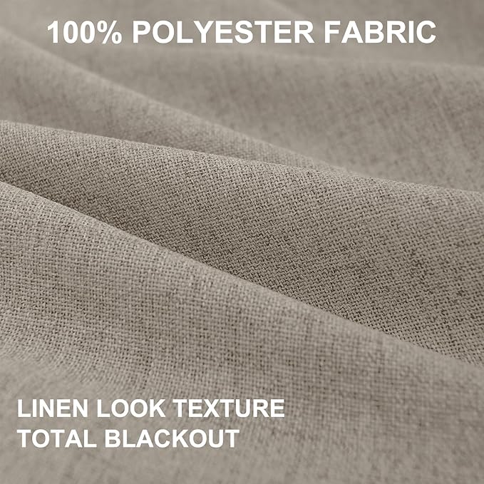 100% Blackout Shield Polyester Blackout Curtains for Bedroom 72 Inches Long, Back Tab/Rod Pocket Living Room Drapes, Thermal Insulated Blackout Curtains 2 Panels Set, 50" W x 72" L, Faux Polyester