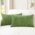 CaliTime Throw Pillow Covers Decorative 12 X 20 Inches Pack of 2 Cozy Chenille Cushion Cases for Couch Sofa Bed Living Room Home Forest Green