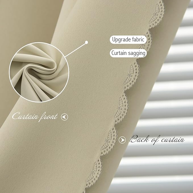 Self Adhesive Portable Blackout Curtains for Bedroom Easy to Install Window Thermal Lnsulated Kitchen Room Darkening Small Window Curtains, Cortinas Para Cuarto, 59"W X 59"L, Beige, 1 Panel