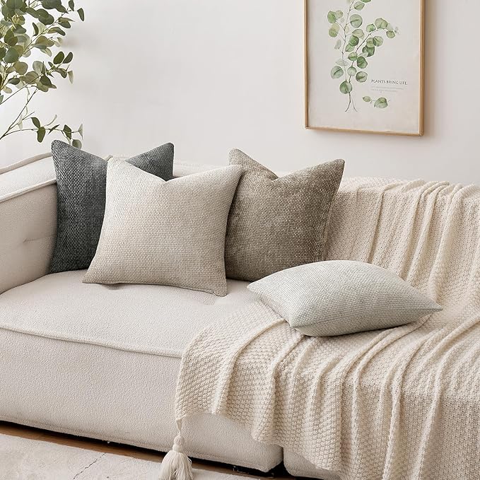 MIULEE Pack of 2 Couch Throw Pillow Covers 18x18 Inch Dark Gray Modern Boho Accent Decorative Pillow Covers Soft Polyester Farmhouse Cushion Covers for Home Decor Bed Sofa Living Room
