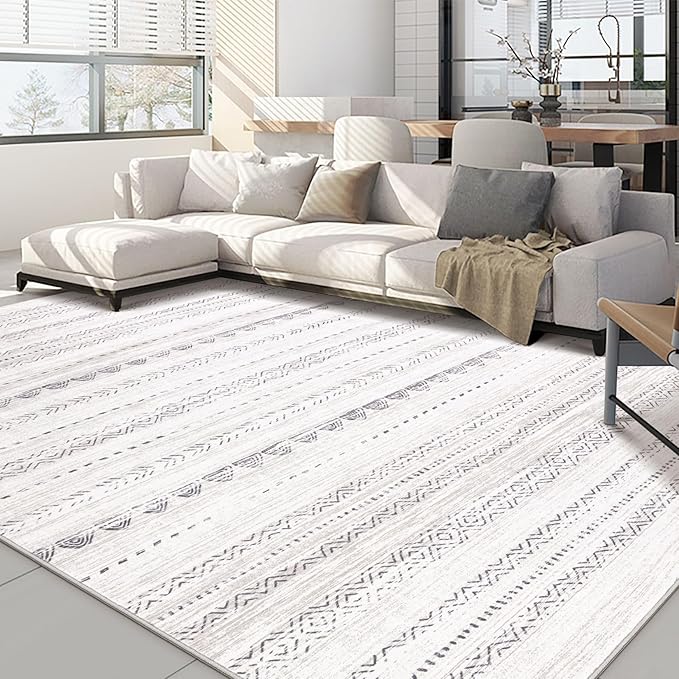 Nakagishi 7x10 Area Rug Living Room: Washable Boho Large Neutral Soft Farmhouse Modern Rugs Stain Resistant Moroccan Non-Slip Indoor Floor Carpet for Bedroom Nursery Playroom Office Dining Room- Gray