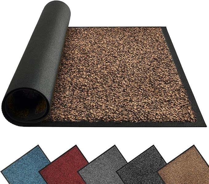 Mibao Front Door Mat, Dirt Trapper Welcome Mat for Outdoor Indoor, Non-Slip Waterproof Doormat, Durable Machine Washable Low Profile Entry Rug for Back Door Outside Patio Porch, 72" x 48", Brown