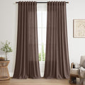 Nanspring Cappuccino Linen Blend Light Filtering Back Tab Curtains 102 Inches Long, Semi Sheer Privacy Drapes for Living Room & Bedroom, 52x102 inch, 2 Panels
