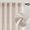 MIULEE Natural White Linen Curtains 98 Inch Length 2 Panels for Bedroom Living Room, Soft Thick Linen Textured Window Drapes Semi Sheer Light Filtering Back Tab Rod Pocket Burlap Look Decor