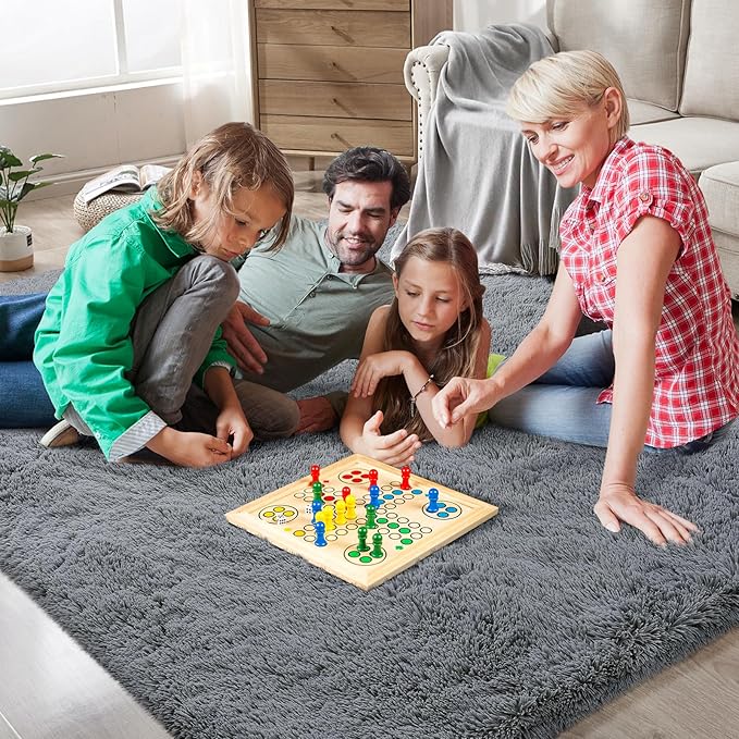 Shag Area Rugs for Bedroom Living Room,6X9 Ultra Soft Fluffy Area Rugs for Dorm, Indoor Carpet Nursery Rugs for Kids Room Home Decor,Dark Grey