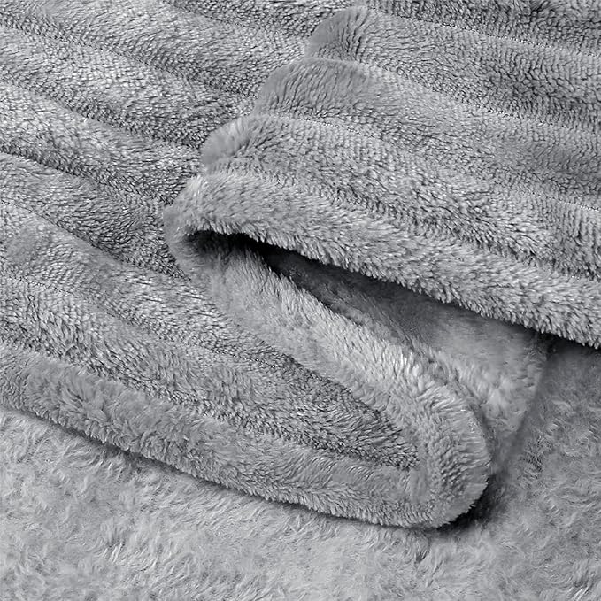 BEDELITE Fleece Blanket King Size – 3D Ribbed Jacquard Soft and Warm Decorative Fuzzy Blankets – Cozy, Fluffy, Plush Lightweight Throw Blankets for Couch, Bed, Sofa(Grey, 108x90 inches)