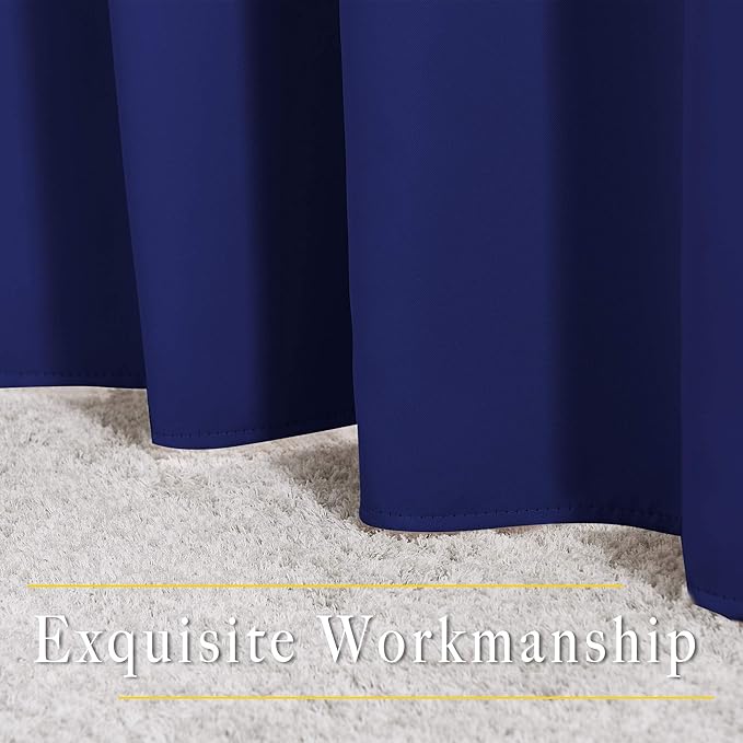 NICETOWN Blackout Room Divider Curtains 118 inches Long 2 Panels, Grommet Sliding Door Curtains Solid Window Treatments Sound Reducing for Living Room, W66 x L118, Navy Blue