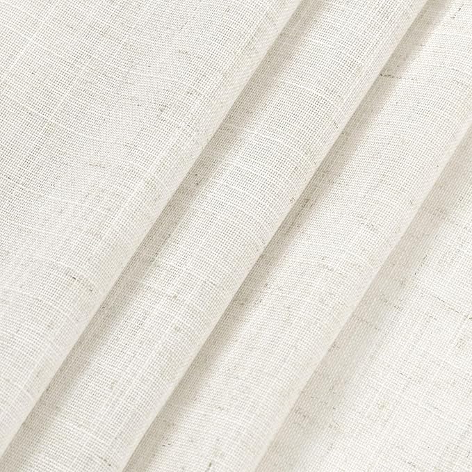 Nanspring Cream Linen Cafe Curtains 24 Inch Length Light Filtering Semi Sheer Mini Curtains for Small Window Basement Bathroom Camper Back Tab Rod Pocket Short Sheer Kitchen Curtain 30x24 Inches