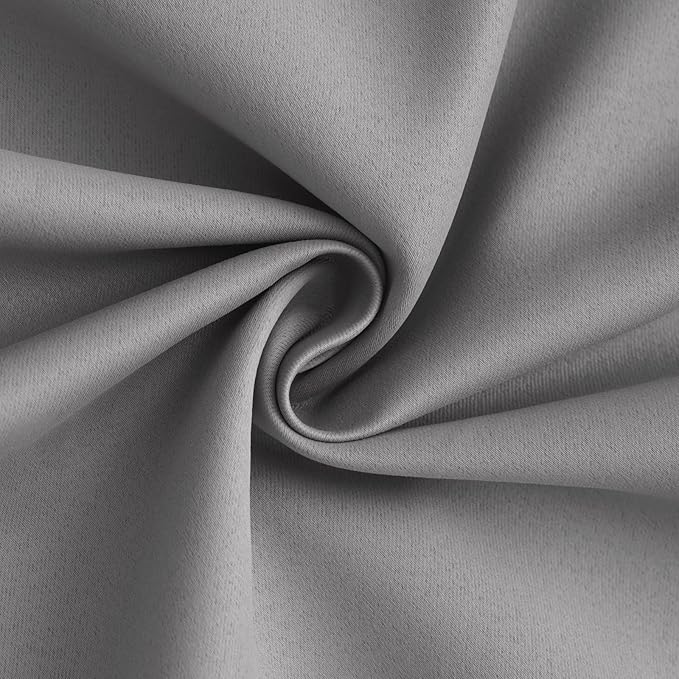 Yakamok 100% Blackout Curtain Panels 84 inches Cold and Light Blocking Drapes for Nursery, 2 Thick Layers Thermal Insulated Draperies (2 Pieces, 50 Wide Each Panel, Dove Grey/White Backing)