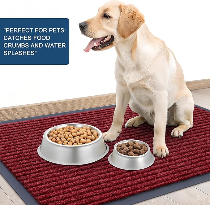 OLANLY Front Door Mat Indoor Outdoor Entrance, 2-Pack 29.5 x 17 Inch, Waterproof Heavy Duty Doormat, Fade Resistant, Low Profile, Easy Clean Patio Porch Welcome Floor Mats for Entry, Wine Red