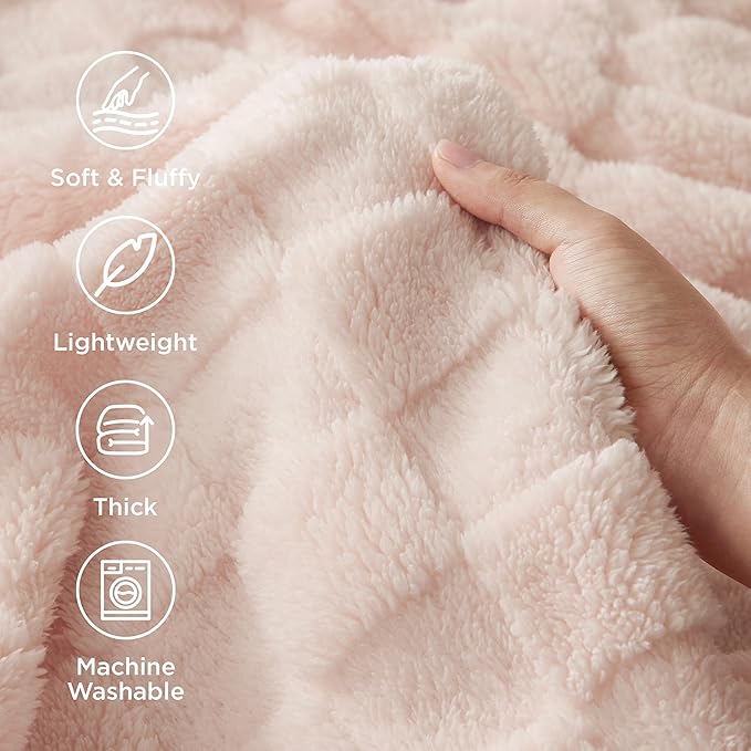 Bedsure GentleSoft Blankets Queen Size for Bed - Super Soft Cozy Blanket for Kids Girls, Large Fuzzy Fleece Throw for Bedroom Decor, Light Pink, 90x90 Inches