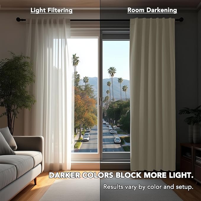 Deconovo Blackout Curtains, Thermal Insulated, W42 x L54 2 Panels, Back Tab, Machine Washable, Room-Darkening Drapes for Bedroom/Living Room Light Beige
