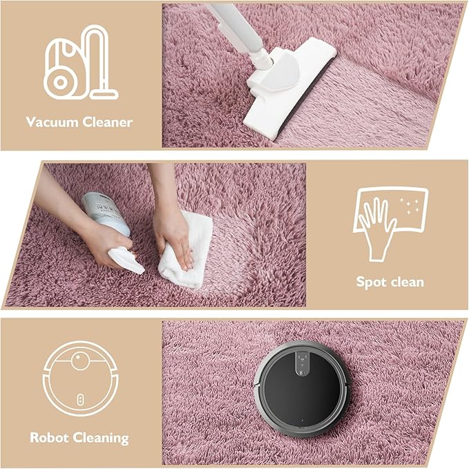 6x9 Fluffy Area Rug for Living Room,Shag Area Rugs for Bedroom,Blush Soft Fuzzy Rug Non-Shedding Indoor Plush Carpet for Kids Bedroom Nursery Dorm Home Decor