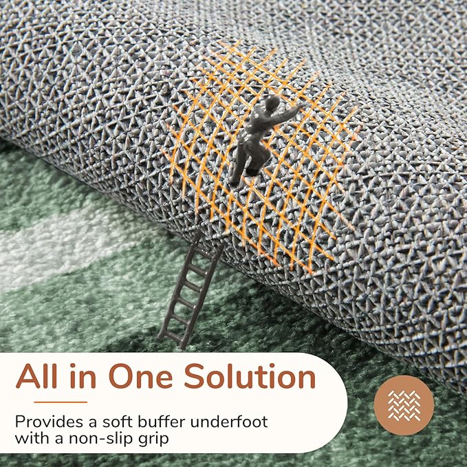 OPPODREAM Border Soft Area Rugs 8x10, Washable Green Rug with Non Slip Backing, 8 x 10 Faux Cashmere Low-Pile 8x10 Carpet