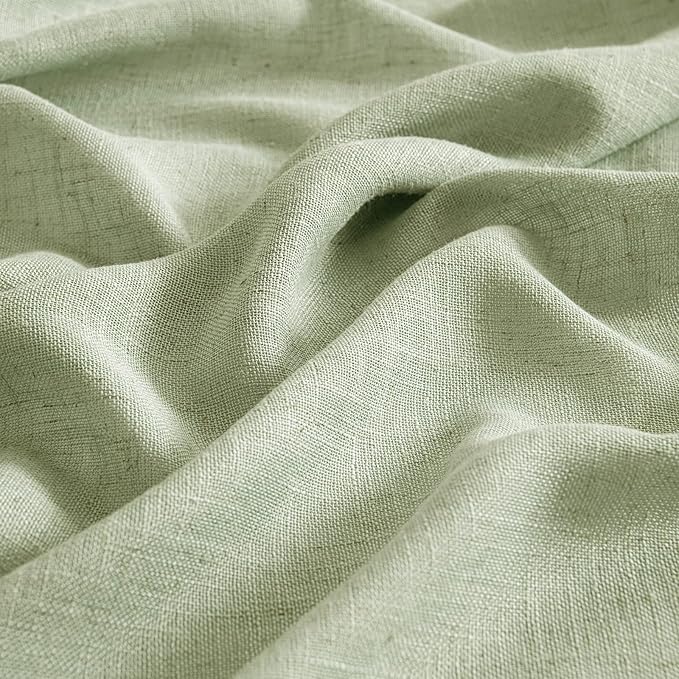 MIULEE Sage Green Linen Curtains 72 Inch Length 2 Panels for Bedroom Living Room, Soft Thick Linen Textured Window Drapes Semi Sheer Light Filtering Back Tab Rod Pocket Burlap Look Decor, W37xL72