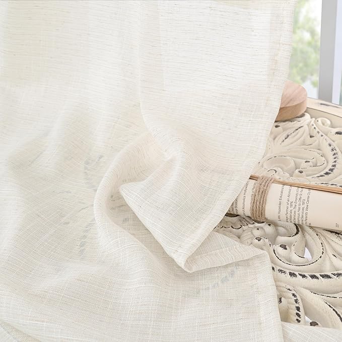 BGment Extra Long 108 Inch Length Curtains for Living Room Windows, Linen Drapes Rustic Country Textured for Farmhouse Bedroom Decor Lightweight Rod Pocket, 2 Panels Set, Each 52 Inch Wide