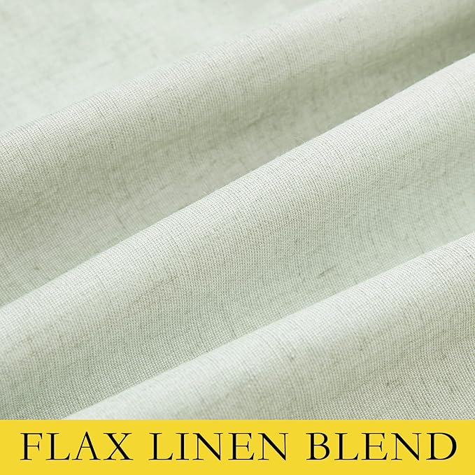 NICETOWN Cold Reducing Full Blackout Sage Green Linen Curtains 108 inches Length with Thermal Insulated Liners, 2 Panels, 52 inches W, Farmhouse Style Keep Warm Large Window Draperies for Hall