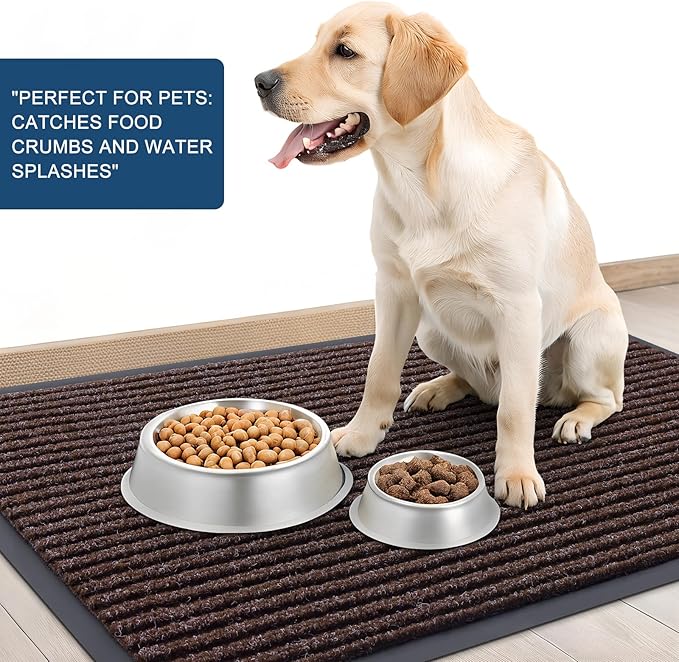 OLANLY Front Door Mat Indoor Outdoor Entrance, Waterproof Heavy Duty Doormat, Fade Resistant, Low Profile, Easy Clean Patio Porch Welcome Floor Mats for Entry, 40x32, Tan