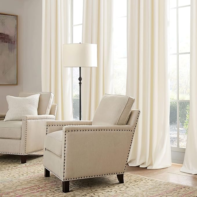 RYB HOME Ivory White Velvet Curtains 84 inches with Hook Belt, Soft Fabric Room Darkening Thermal Insulated Luxurious Home Decor Curtains for Living Room Bedroom, W 42" x L 84", 2 Panels Set
