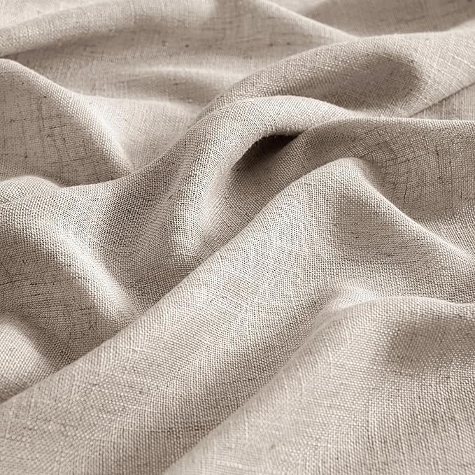 MIULEE Natural Linen Curtains 54 Inch Length 2 Panels for Bedroom Living Room, Soft Linen Textured Window Drapes Semi Sheer Light Filtering Back Tab Rod Pocket Farmhouse Modern Burlap Look Decor