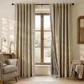 RYB HOME Linen Textured 100% Blackout Curtains for Bedroom, Insulating Energy Saving Window Curtains for Living Room Dining Patio Sliding Glass Door, Wide 52 x Long 90 inch, Burlap, 2 Panels