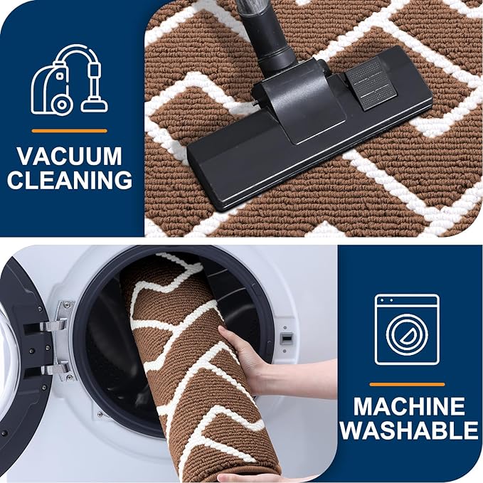 OLANLY Front Door Mat, Non-Slip Rubber Backing, Dirt Resistant and Absorbent, Washable, Easy to Clean Low-Profile Indoor Doormat for Back Door, Entryway, Inside Entrance, 48x32, Coffee