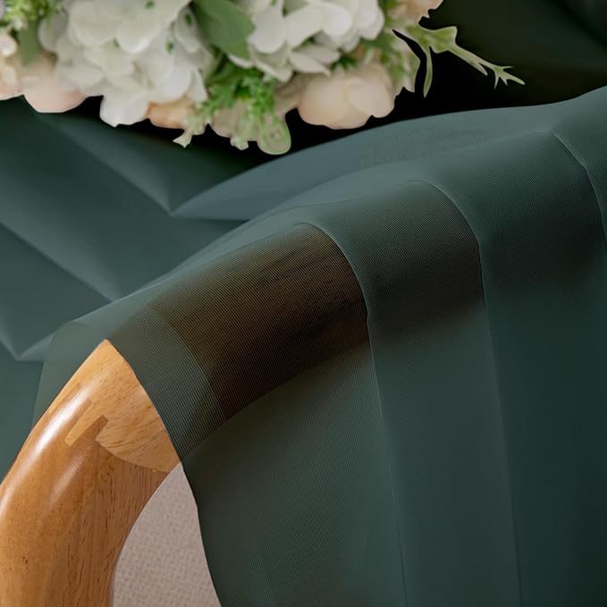 OWENIE Green Sheer Curtains 54 Inch Length 2 Panels Set for Christmas, Clear Sheer Short Curtains for Small Window, 2 Pcs Total 84 Width 54 Long, Green