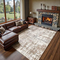 UERMEI Area Rug Living Room Rugs - Washable Neutral Modern Abstract Soft Thin Rug Indoor Floor No Slip Rug Carpet for Bedroom Under Dining Table Home Office Decor - Brown/Grey/Red - 10x12