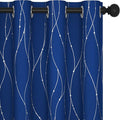 Deconovo Blackout Curtains, Thermal Insulated Noise‑Reducing Drapes, Wave Line Dot Foil Print, 52 x 84 Inch Long, 2 Panels, Machine‑Washable Window Curtains for Bedroom Living Room Kitchen Office