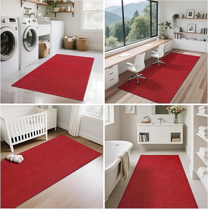 YDKGL 2x3 ft Indoor Door Mat Entryway Rug Non Slip Boho Woven Washable Small Area Rugs Runner, Front Entry Rug Entrance Doormat for Hall Porch Bathroom Kitchen Bedroom Easy Clean, Red 24"x36"