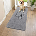 Smiry Dog Door Mat for Muddy Paws, Absorbent Dirt Trapper Non Slip Quick Dry Washable Chenille Mat for Mud Dogs, Entry Rug for Indoor and Outdoor (44x24 Inches, Grey and Black)