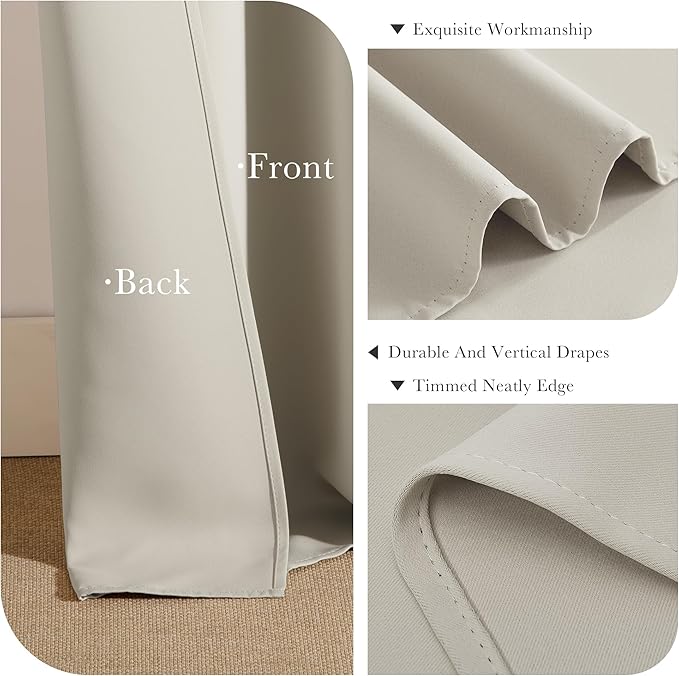 PONY DANCE Blackout Short Cafe Curtains, Privacy Light Block Small Window Curtains for Bedroom Kitchen Basement Dining Classroom, W 34 x L 36 inches, Cream, 2 Panels