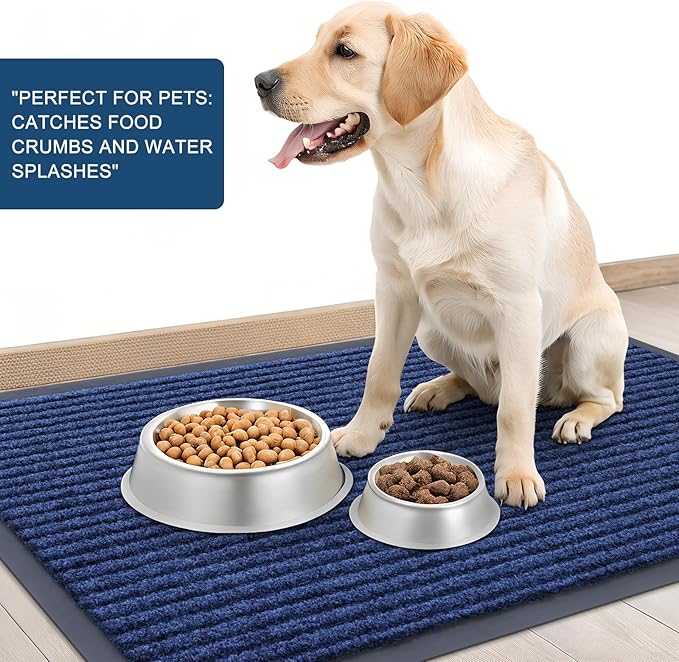 OLANLY Front Door Mat Indoor Outdoor Entrance, 2-Pack 59 x 34 Inch, Waterproof Heavy Duty Doormat, Fade Resistant, Low Profile, Easy Clean Patio Porch Welcome Floor Mats for Entry, Blue