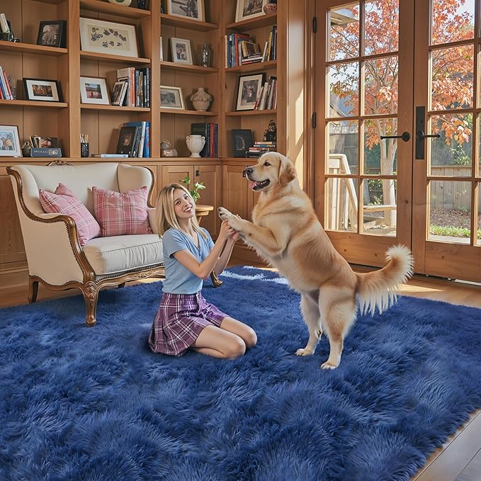 Rugs for Living Room 5x8, Alfombras para Salas Shag Large Plush Soft Area Rug, Shaggy Carpets for Bedroom, Kids Boys Girls Home Decor Aesthetic(Royal Blue, 5 x 8)