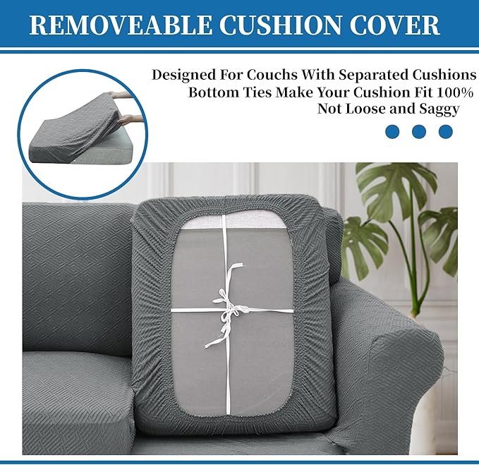 XINEAGE 2026 New 2 Pieces Chair Covers with Arms Super Stretch Chair Slipcover for Living Room Pet Dog Universal Slip Cover Anti Slip Armchair Furniture Protector (Light Gray), 31"-46"(1 Cushion)