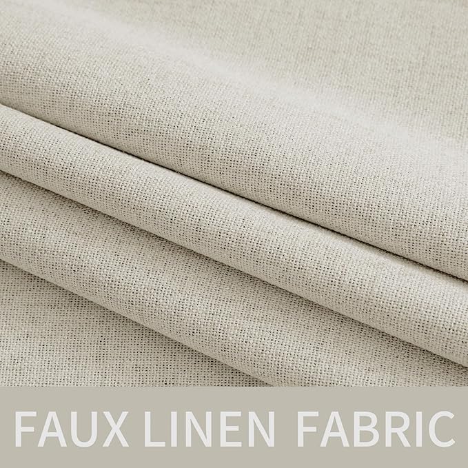 MIULEE Linen Texture Curtains for Bedroom Light Cream 100% Blackout Thermal Insulated Linen Curtains Grommet Room Darkening Drapes for Living Room Nursery 52x108 Inch (2 Panels)