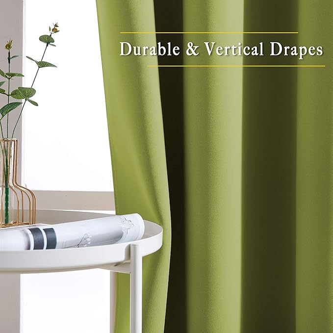 NICETOWN Room Darkening Doorway Curtains 80 inches Long for Bedroom - Grommet Light & Heat Blocking Window Treatments Sound Reducing Drapes for Living Room (2 Panels, W46 x L80, Fresh Green)