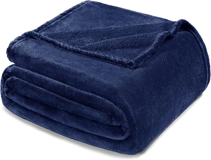Exclusivo Mezcla Fleece Navy Blue Throw Blanket for Couch, Sofa, Super Soft and Warm Blankets, All Season, Cozy, Plush, Lightweight, 50x60 Inches