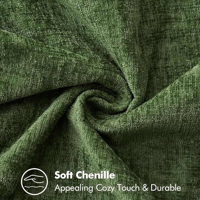 MIULEE Pack of 2 Christmas Pillow Covers 26x26 Inch Moss Green Farmhouse Decorative Throw Pillow Covers with Stitched Edge Soft Chenille Solid Dyed Couch Pillow Covers for Sofa Bed Living Room
