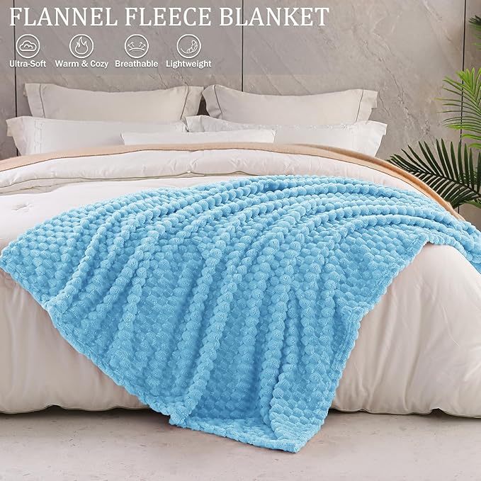Exclusivo Mezcla Fleece Twin Blanket for Bed, Extra Large Fuzzy Blue Bed Blankets, Soft Cozy Plush Sofa Throws for All Seasons, 60x80 Inches