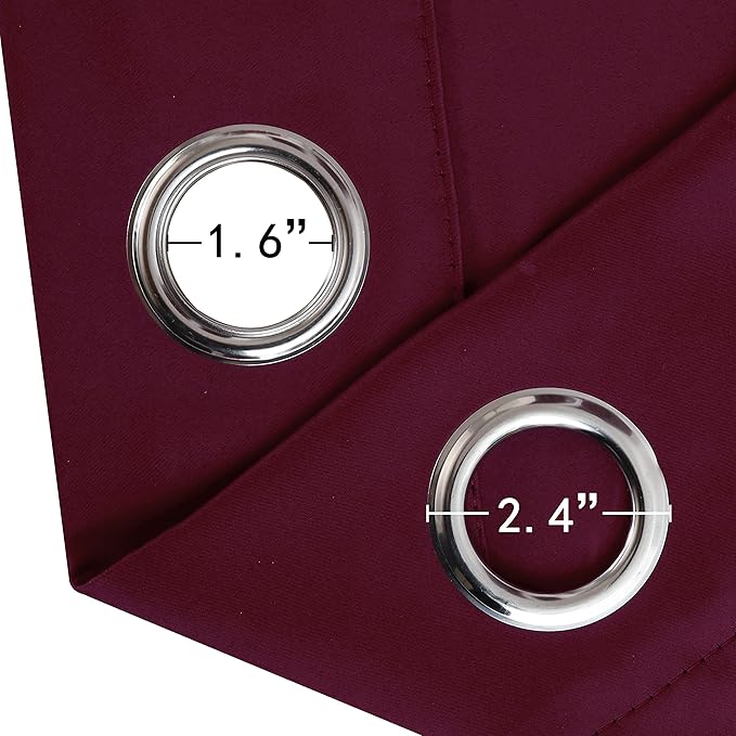 LEMOMO Blackout Curtains 66 x 84 inch/Burgundy Red Curtains Set of 2 Panels/Thermal Insulated Room Darkening Bedroom Curtains