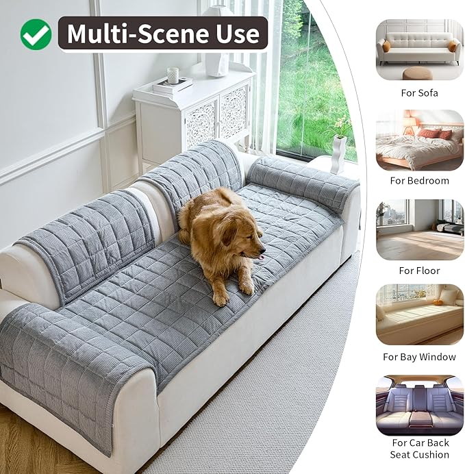 Couch Covers for Dogs Washable, Non Slip Couch Covers for Loveseat Sofa Pet Friendly, Soft Fuzzy Sofa Covers for Pet, Dog Couch Cover Furniture Protector(1PC,Light Grey,27.6"x59.1")