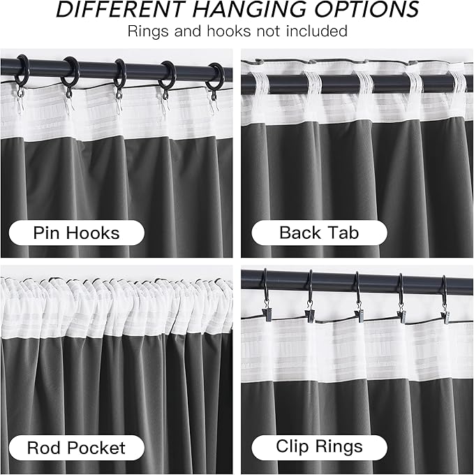 RYB HOME Grey Velvet Curtains 102 inches with Hook Belt, Soft Fabric Room Darkening Thermal Insulated Luxurious Home Decor Curtains for Living Room Bedroom, W 52" x L 102", 2 Panels Set