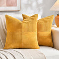 Fancy Homi 2 Packs Sunflower Yellow Spring Decorative Throw Pillow Covers 20x20 Inch for Living Room Couch Bed Sofa, Gold Yellow Home Decor, Soft Corss Corduroy Patchwork Textured Cushion Case 50x50cm