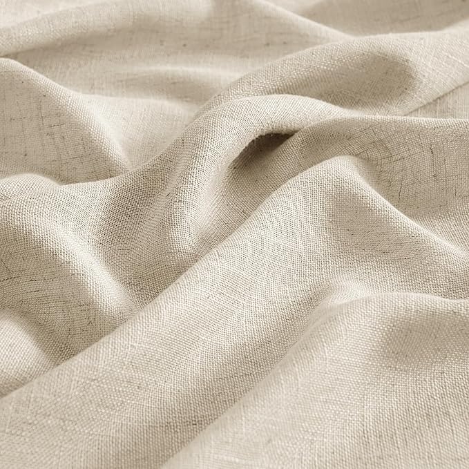 MIULEE Linen Curtains 84 Inch Length 2 Panels for Bedroom Living Room, Soft Thick Linen Textured Back Tab Window Drapes Semi Sheer Light Filtering Rod Pocket Modern Farmhouse Decor