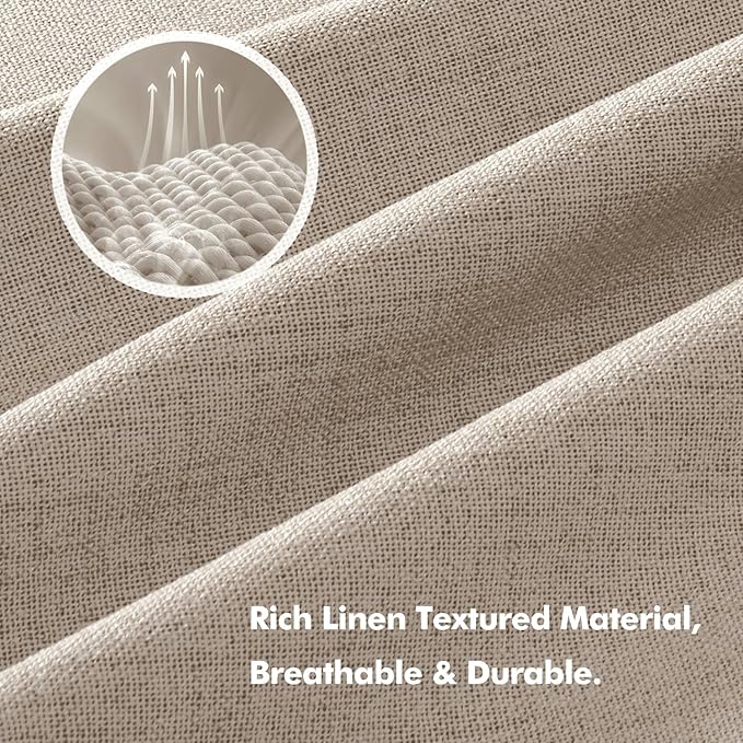 MIULEE 100% Blackout Linen Curtains for Bedroom, Taupe Solid Luxury Decor Thermal Insulation Room Darkening Drapes for Living Room Nursery Back Tab Rod Pocket 42 x 63 Inches, 2 Panels