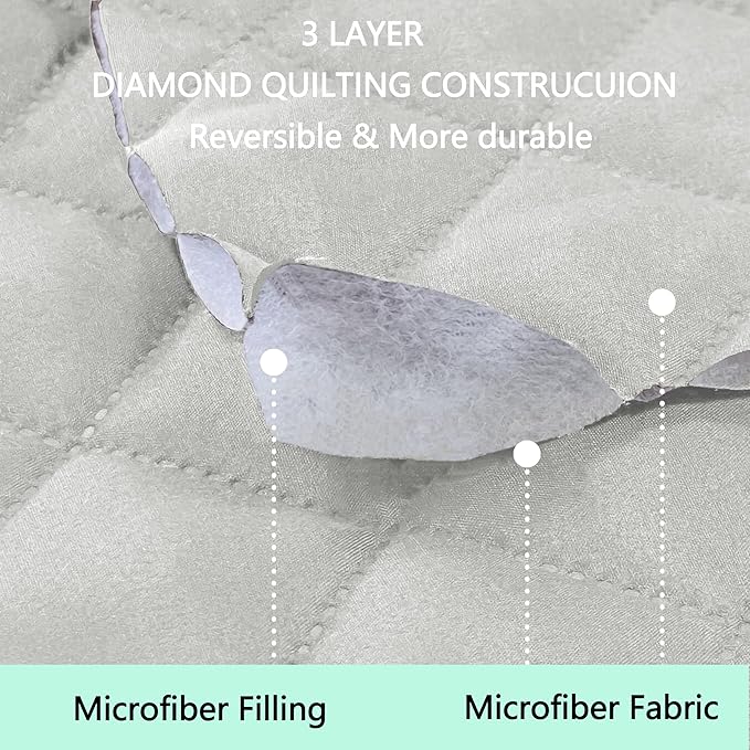 Reversible Oversized Sofa Covers Couch Cover Furniture Protector for Dogs Elastic Straps Water Resistant(XLSofa Light Grey/Beige)