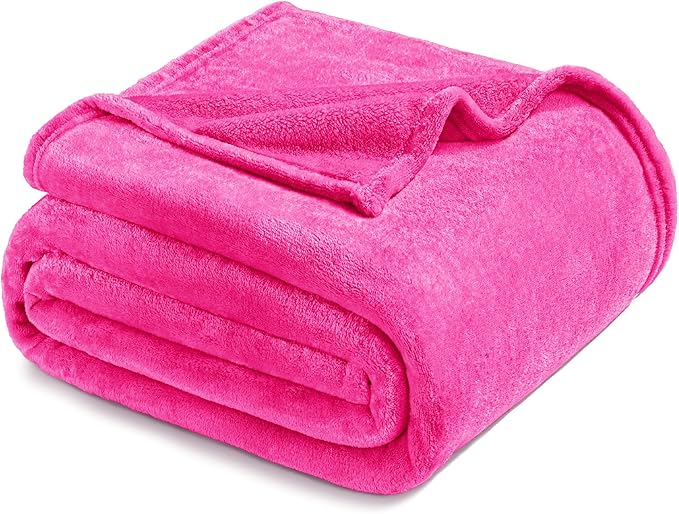 Exclusivo Mezcla Fleece Blanket Twin Size for Bed, Super Soft and Warm, All Season, Cozy, Plush, Lightweight, 60x80 Inches Hot Pink